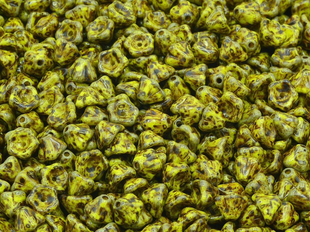 Bell Flower Beads, Yellow Travertin (83120-86800), Glass, Czech Republic