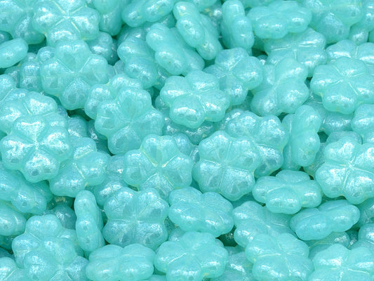 4-Leaf Clover Beads, Opal Aqua Hematite (61010-14400), Glass, Czech Republic