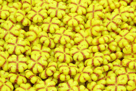 4-Leaf Clover Beads, Silk Yellow Pearl Copper Lined (84030-54307), Glass, Czech Republic