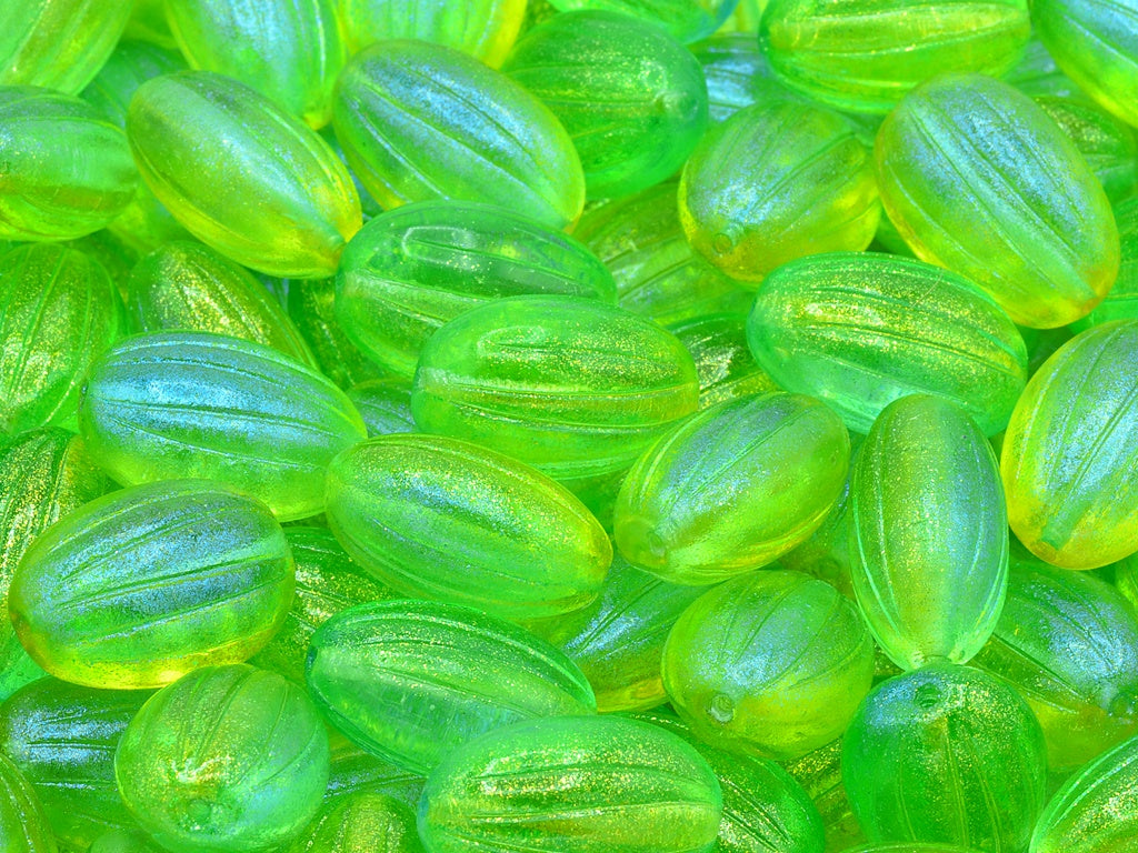 Olive Melon Beads, Crystal 48811 (00030-48811), Glass, Czech Republic