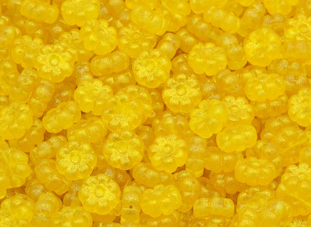 Flat Flower Beads, Crystal Orange (00030-542007), Glass, Czech Republic