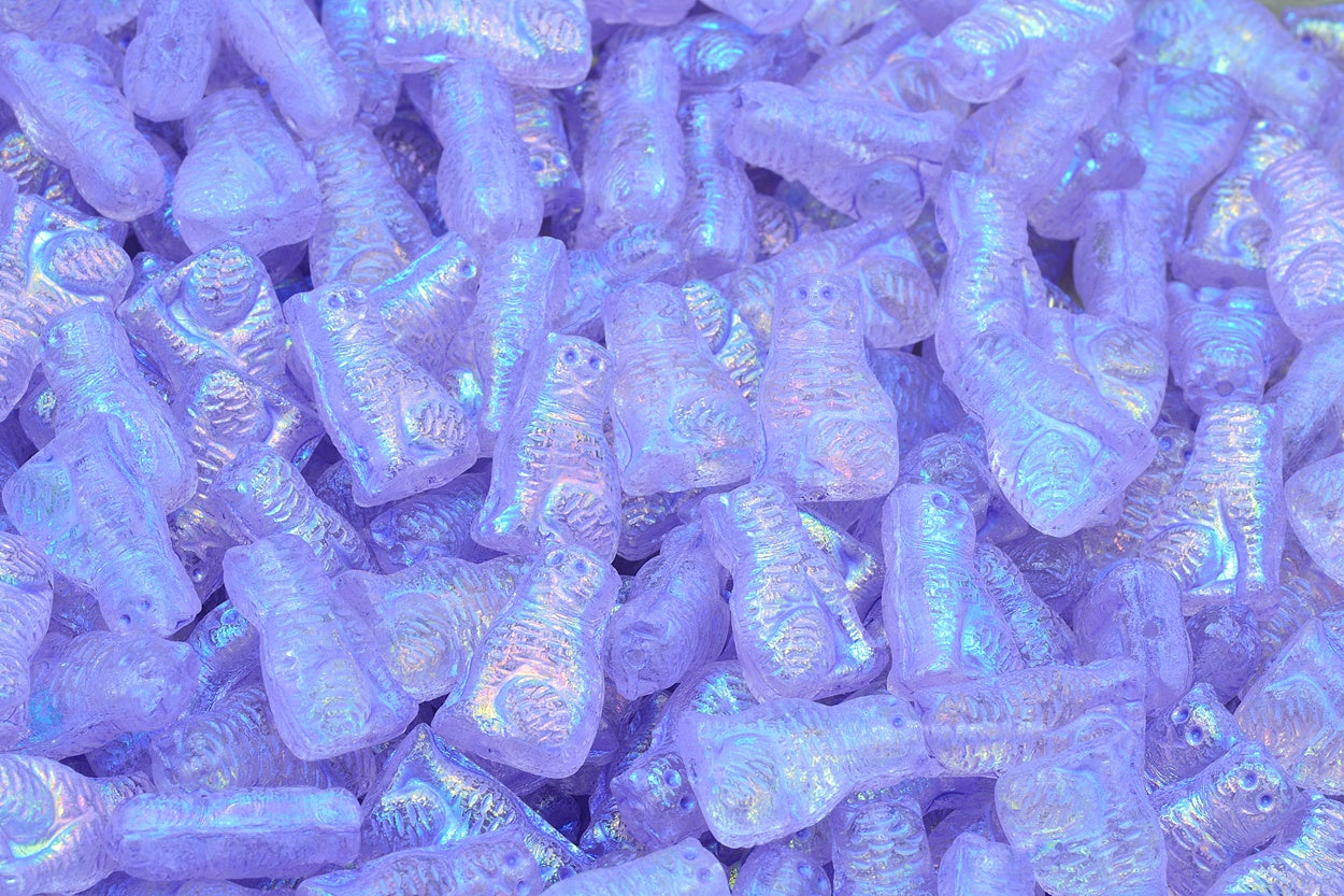 Sitting Cat Beads, Crystal Blue Purple Lined Ab (00030-43809-28701), Glass, Czech Republic