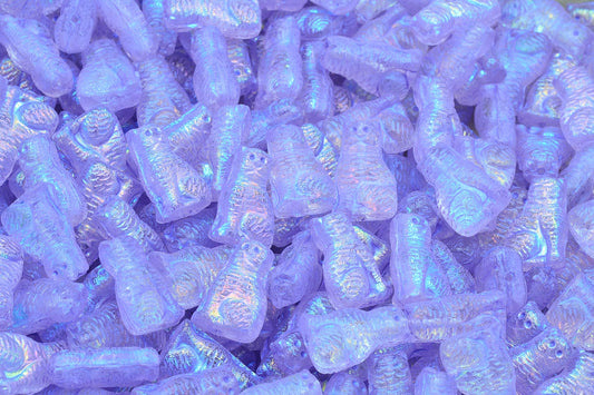 Sitting Cat Beads, Crystal Blue Purple Lined Ab (00030-43809-28701), Glass, Czech Republic