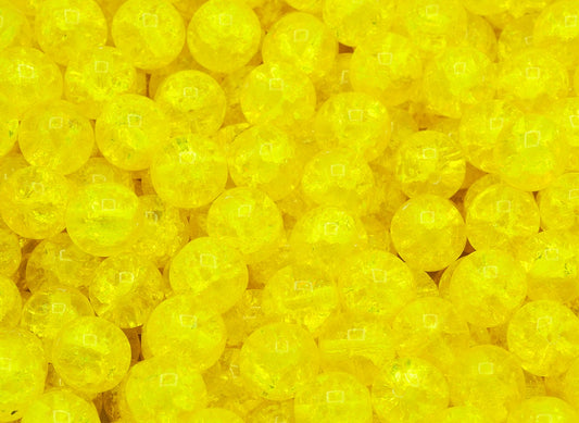 Round Druck Beads, Transparent Yellow Cracked (80020-85500), Glass, Czech Republic