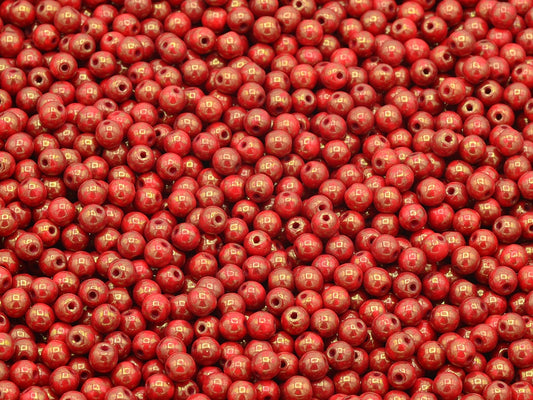 Round Druck Beads, Red Terracotta Red (93180-15495), Glass, Czech Republic