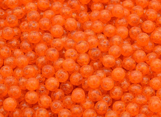 Round Druck Beads, Transparent Orange Práskačky (90030-85501), Glass, Czech Republic