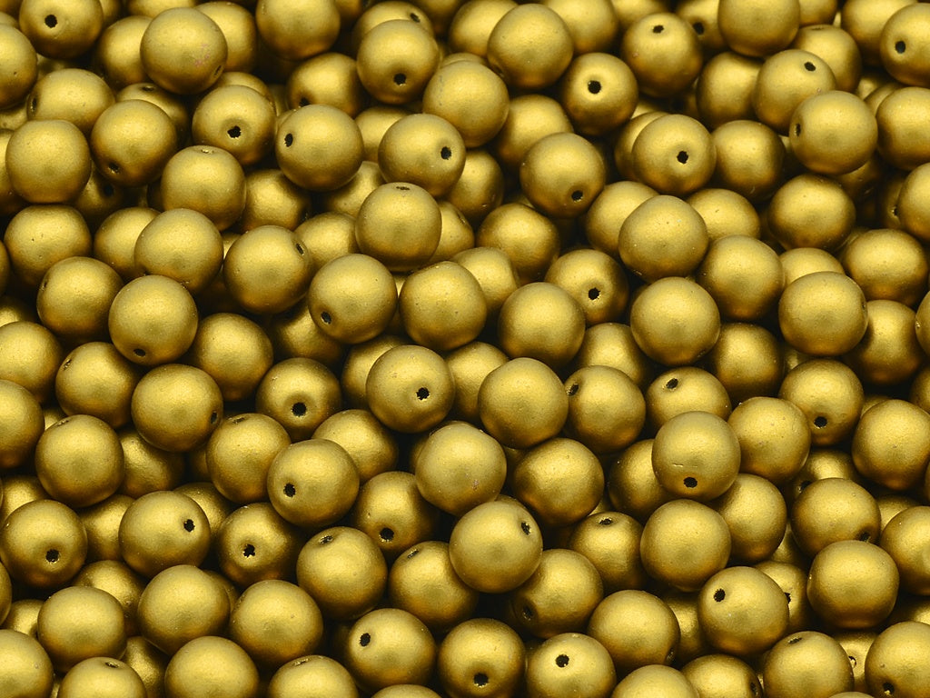 Round Druck Beads, Bronze Matte (01740), Glass, Czech Republic