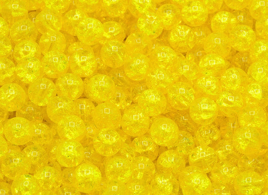 Round Druck Beads, Transparent Yellow Cracked (80000-85500), Glass, Czech Republic