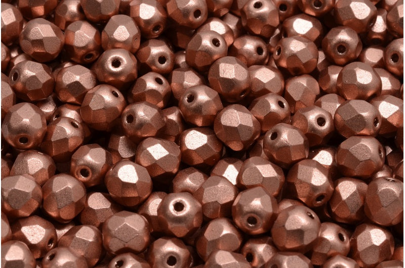 Fire Polished Faceted Beads Round, Crystal Light Vintage Copper (00030-01770), Bohemia Crystal Glass, Czech Republic