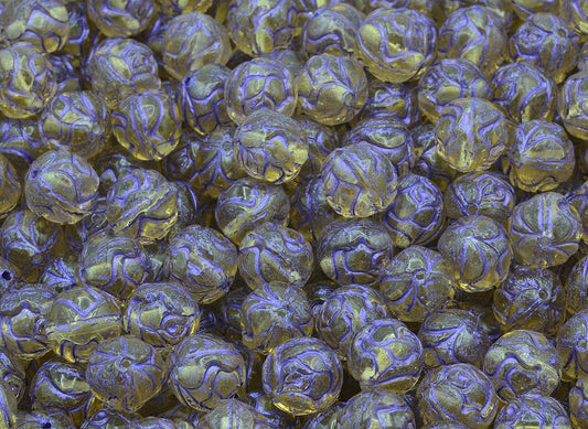 Round Rose Beads, Transparent Light Topaz Yellow 43810 (10020-43810), Glass, Czech Republic