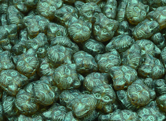 Cat Head Muzzle Beads, Crystal Travertin 43814 (00030-86800-43814), Glass, Czech Republic