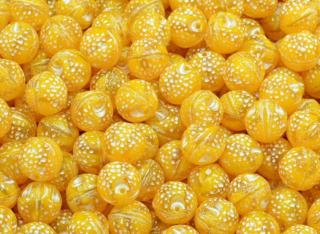 Orange Beads, Orange White Lined (81240-54312), Glass, Czech Republic