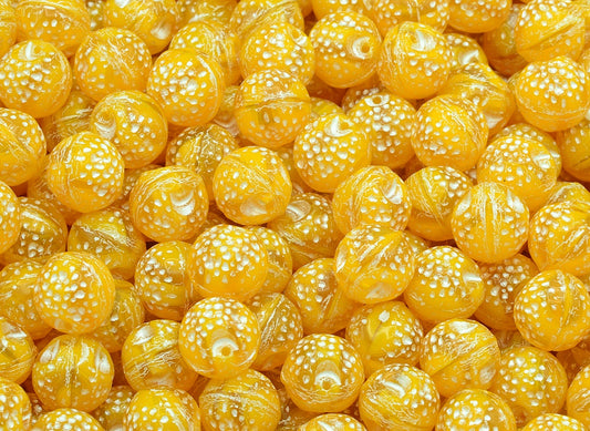 Orange Beads, Orange White Lined (81240-54312), Glass, Czech Republic