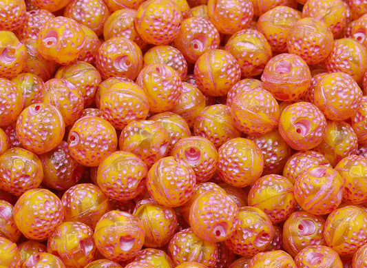 Orange Beads, Orange Pink Lined (81240-54321), Glass, Czech Republic