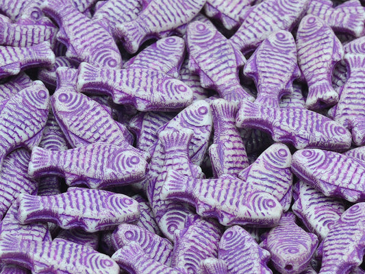 Big Fish Beads, Chalk White Luster Lila 54326 (03000-14494-54326), Glass, Czech Republic