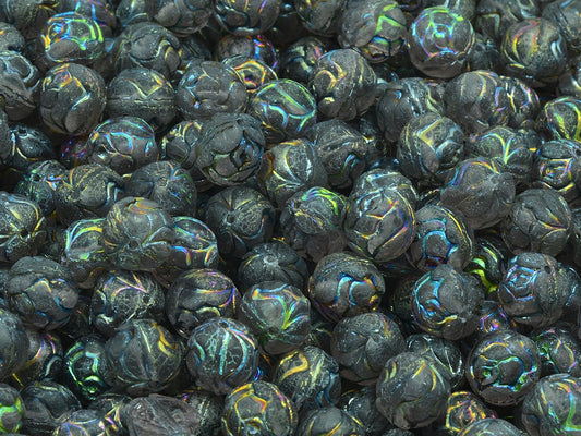 Round Rose Beads, Transparent Light Amethyst 28103 Matte (20020-28103-84110), Glass, Czech Republic