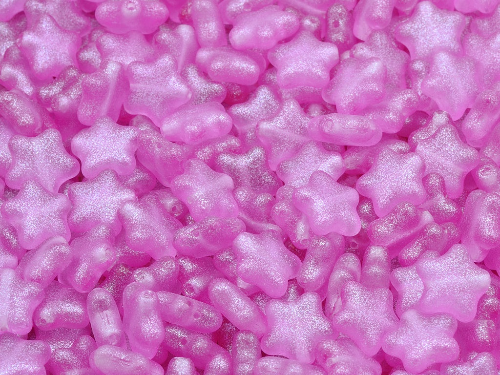 Flat Star Beads, Crystal Pink (00030-542002), Glass, Czech Republic