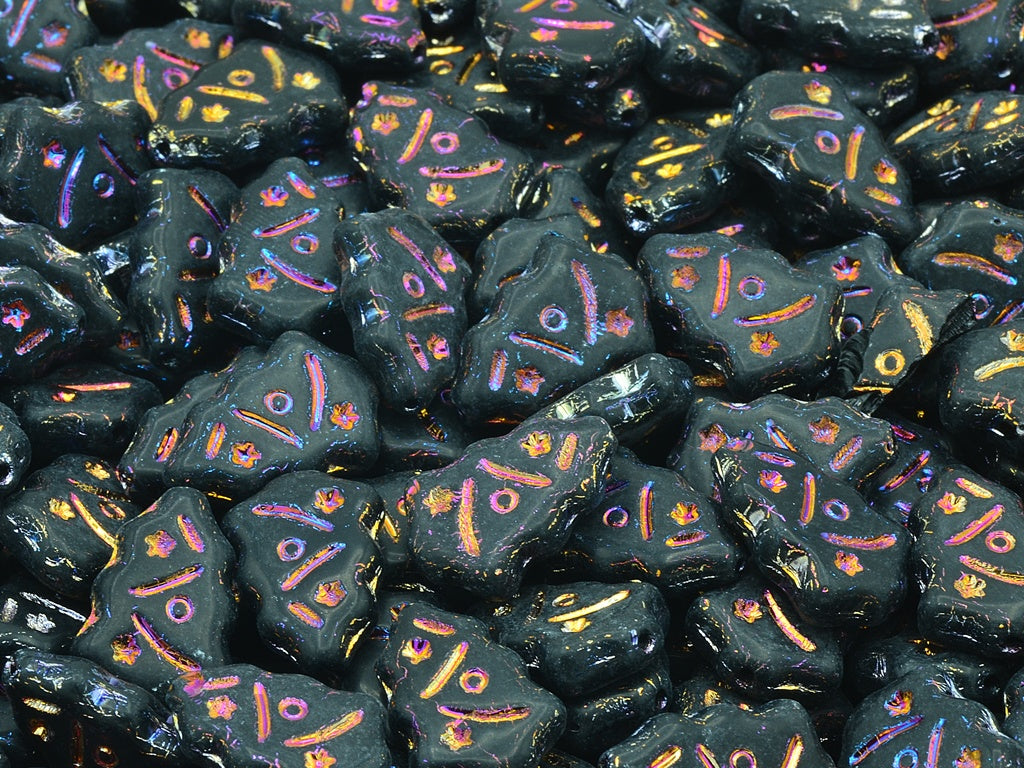 Christmas Tree Beads, Black Sliperit Full (2X Side) Matte (23980-29503-84110), Glass, Czech Republic