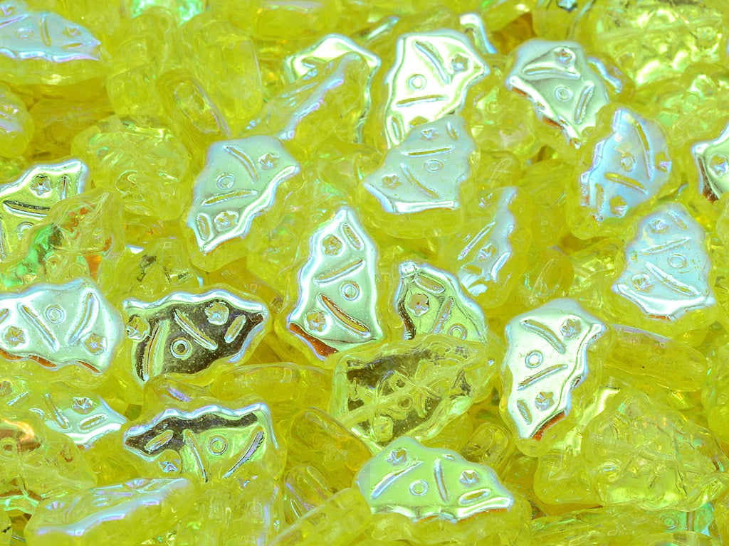 Christmas Tree Beads, Transparent Yellow Ab (80120-28701), Glass, Czech Republic