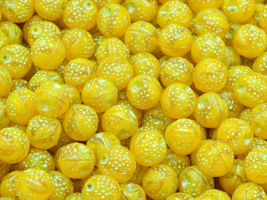 Orange Fruit Beads, Orange Green Lined (81240-54322), Glass, Czech Republic