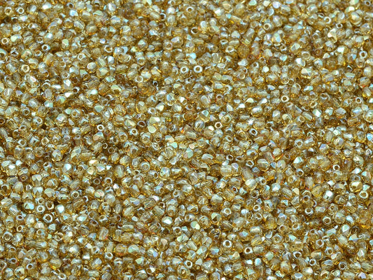 Faceted Round Fire Polished Beads, Crystal 22501 (00030-22501), Glass, Czech Republic