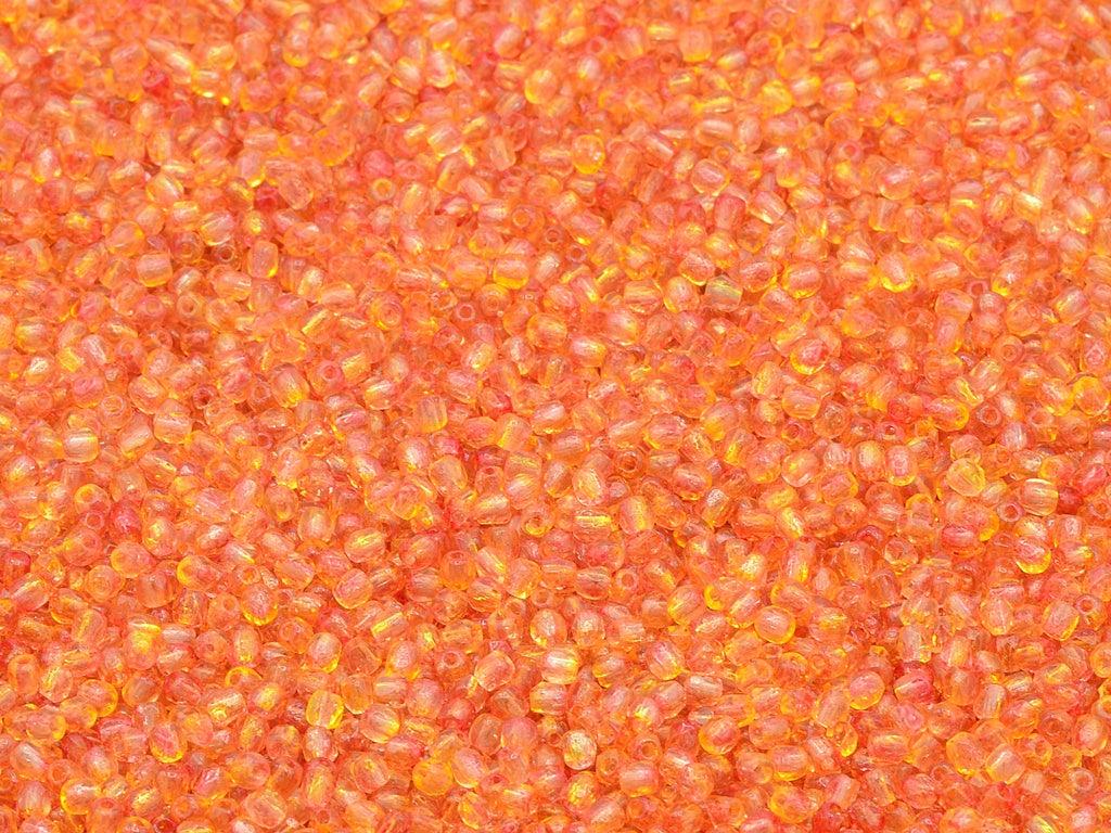 Faceted Round Fire Polished Beads, Crystal Red Orange (00030-48001), Glass, Czech Republic