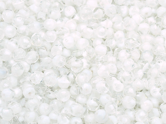 Faceted Round Fire Polished Beads, Mix Crystal White (06008), Glass, Czech Republic