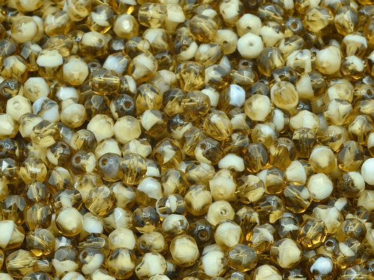 Faceted Round Fire Polished Beads, 17022 (17022), Glass, Czech Republic