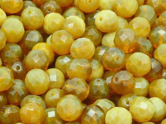 Faceted Round Fire Polished Beads, beige (96028), Glass, Czech Republic