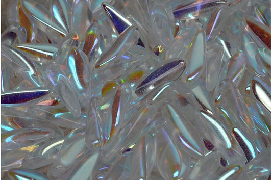 OUTLET 10 grams Dagger Beads, 5 x 16 mm, Crystal Ab (00030-28701), Glass, Czech Republic
