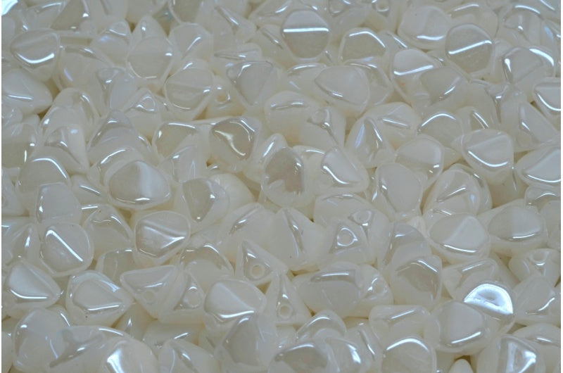 Pinch Beads, White 21402 (02010-21402), Glass, Czech Republic