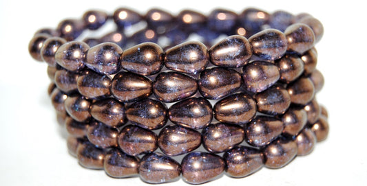 Pear Teardrop Pressed Glass Beads, Bronze Crack (108-14415-CRACK), Glass, Czech Republic ~ STRANDED