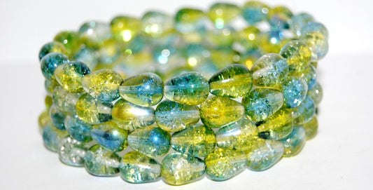 Pear Teardrop Pressed Glass Beads, 48111Crack (108-48111CRACK), Glass, Czech Republic ~ STRANDED