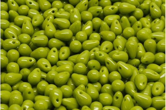 ドロップビーズ、グリーン（53420）、ガラス、チェコ共和国