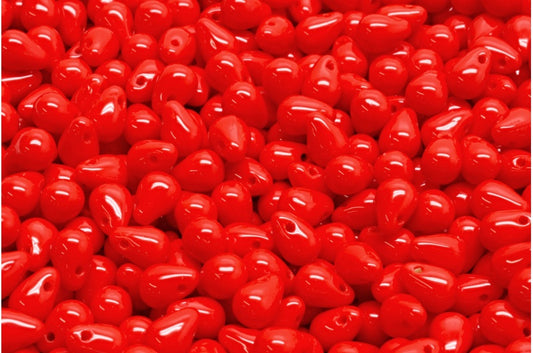 Drop Beads, Red (93180), Glass, Czech Republic