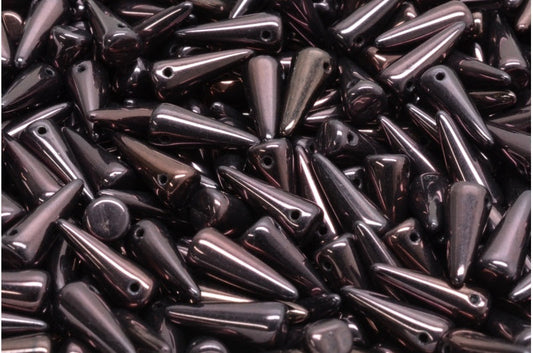 OUTLET 10 Gramm Spike-Perlen, Schwarz-Lila (23980-15726), Glas, Tschechische Republik