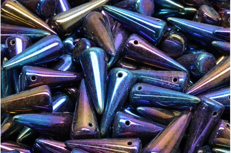 Spike Beads, Black Blue Iris (23980-21435), Glass, Czech Republic