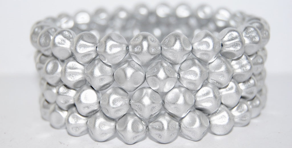Shaped Pressed Glass Beads, Silver Matte (10-01700), Glass, Czech Republic ~ STRANDED