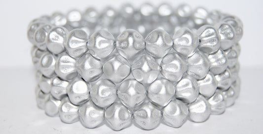 Shaped Pressed Glass Beads, Silver Matte (10-01700), Glass, Czech Republic ~ STRANDED