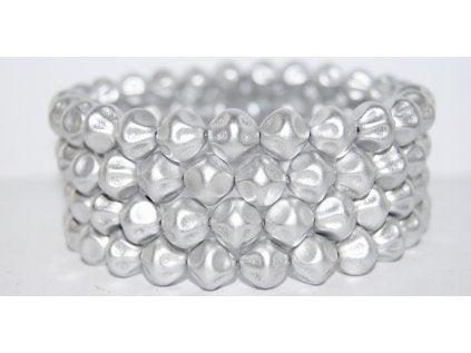 OUTLET 10 grams Pressed Semi-Round Beads, 10 x 10 mm, Silver Matte (01700), Glass, Czech Republic