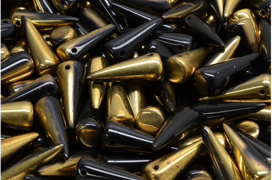 Spike Beads, Black Gold (23980-26441), Glass, Czech Republic
