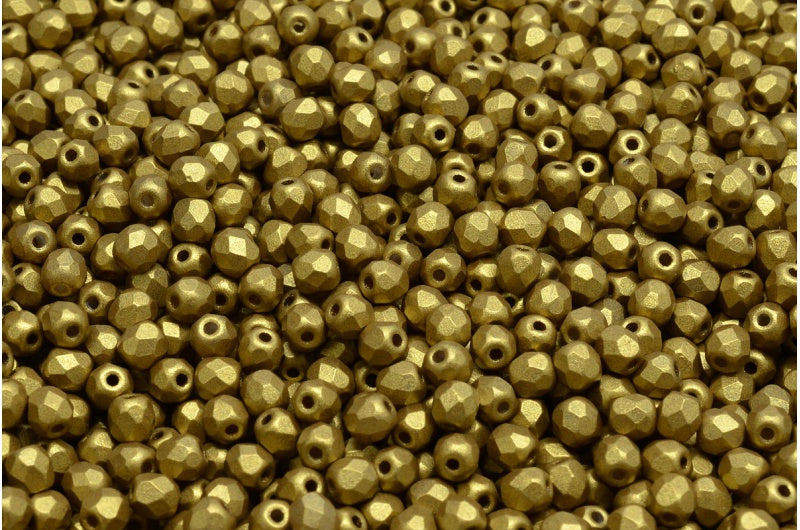 Fire Polished Faceted Beads Round, Crystal Olive Gold Brass (00030-01720), Bohemia Crystal Glass, Czech Republic