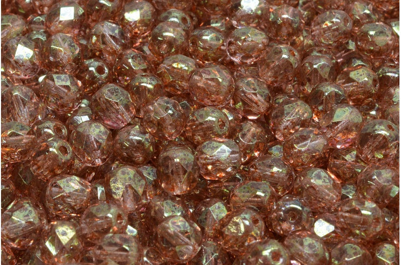 Faceted Round Fire Polished Beads, Crystal Terracotta Red (00030-15495), Glass, Czech Republic