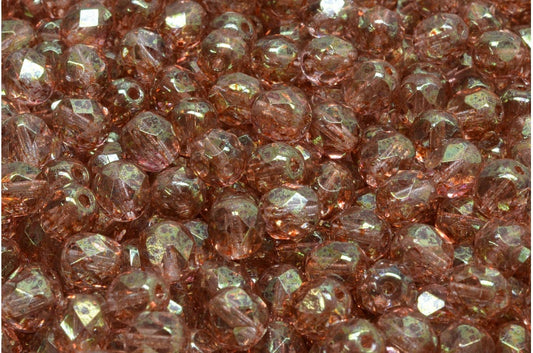 Faceted Round Fire Polished Beads, Crystal Terracotta Red (00030-15495), Glass, Czech Republic