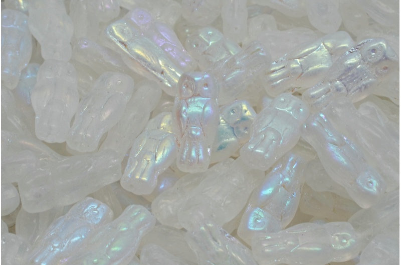 奥特莱斯 10克猫头鹰珠，15 x 7毫米，水晶AB（00030-28701），玻璃，捷克共和国