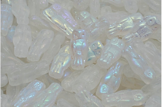 OUTLET 10 grams Owl Beads, 15 x 7 mm, Crystal Ab (00030-28701), Glass, Czech Republic
