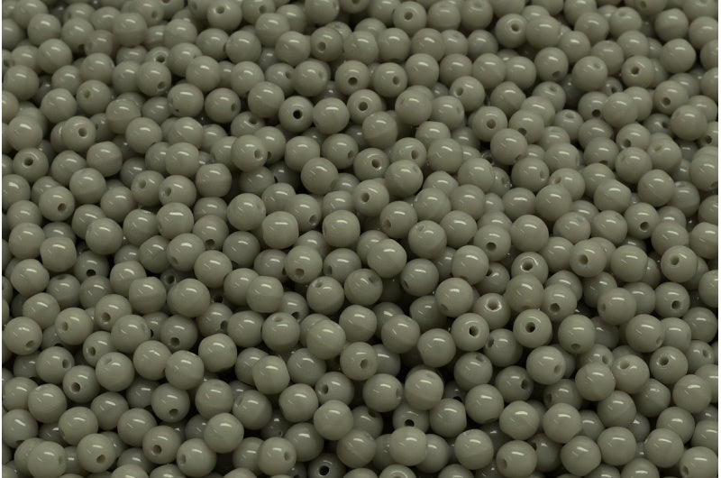 Round Druck Beads, Opaque Gray (43010), Glass, Czech Republic