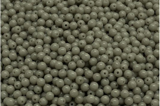 Round Druck Beads, Opaque Gray (43010), Glass, Czech Republic