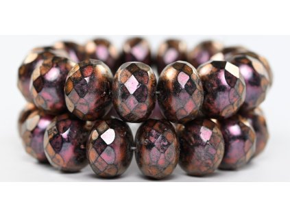 OUTLET 10 grams Faceted Rondelle Fire Polished Beads, 13 x 9 mm, Black Hematite Red Iridiscent (23980-14400-86944), Glass, Czech Republic