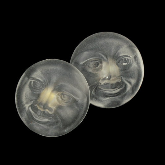 2 Stück Glasknopf mit Gesicht (Mondgesicht), Größe 8 (18 mm), Tschechische Republik